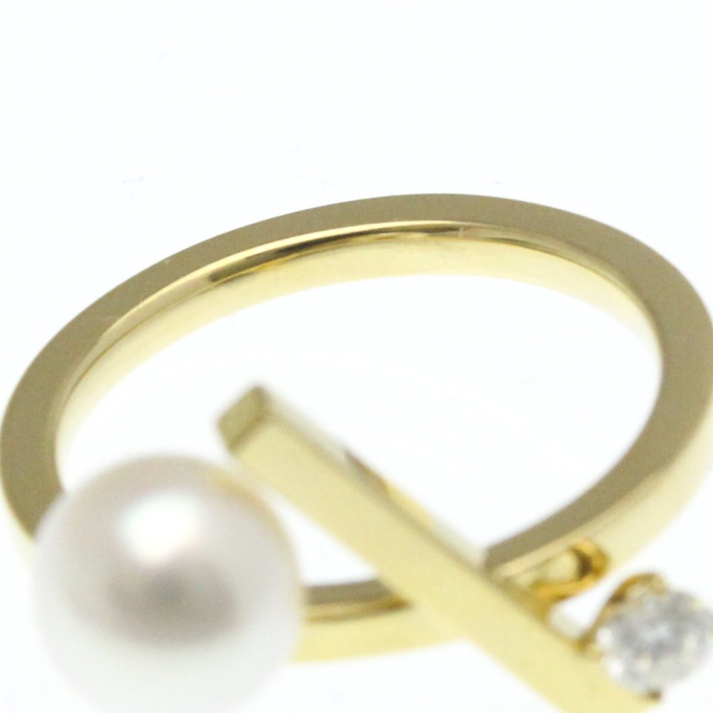Tasaki Balance Cross Ring Yellow Gold (18K) Fashion Diamond,Pearl Band Ring Gold - Picture 9 of 10